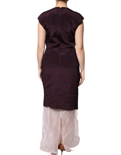Barbara Casasola Brown Silk Short Sleeves Sheath Maxi Dress by Barbara Casasola