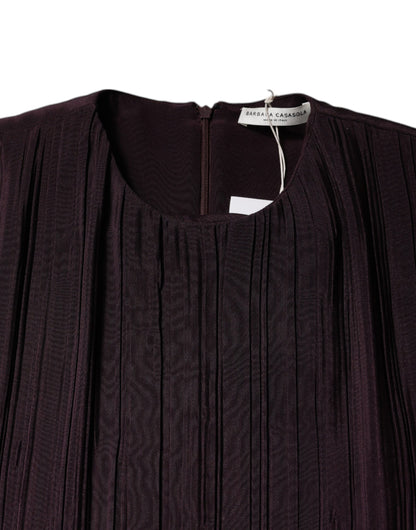 Barbara Casasola Brown Silk Short Sleeves Sheath Maxi Dress by Barbara Casasola