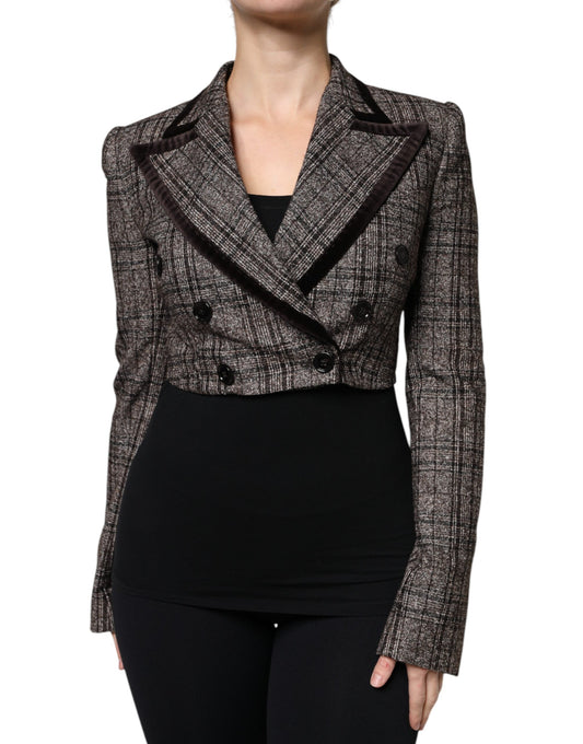 Dolce &amp; Gabbana - Manteau court à manches longues et carreaux marron