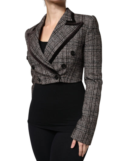Dolce &amp; Gabbana - Manteau court à manches longues et carreaux marron