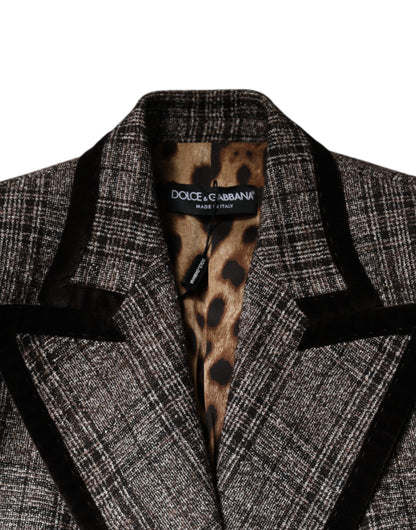 Dolce &amp; Gabbana - Manteau court à manches longues et carreaux marron