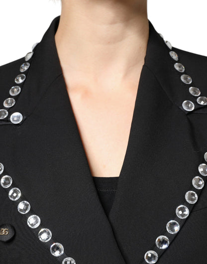 Veste blazer croisée noire à cristaux Dolce &amp; Gabbana