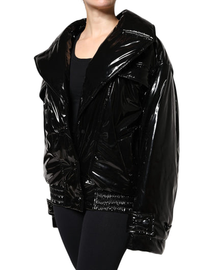 Veste blouson boutonnée en polyester noir Dolce &amp; Gabbana