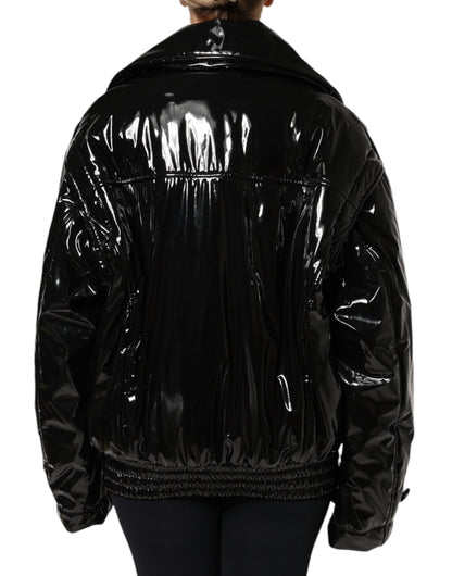 Veste blouson boutonnée en polyester noir Dolce &amp; Gabbana