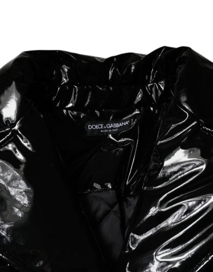Veste blouson boutonnée en polyester noir Dolce &amp; Gabbana