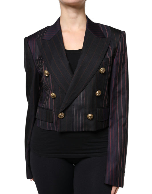 Dolce &amp; Gabbana - Veste blazer courte en laine à rayures multicolores