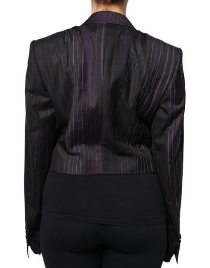 Dolce &amp; Gabbana - Veste blazer courte en laine à rayures multicolores