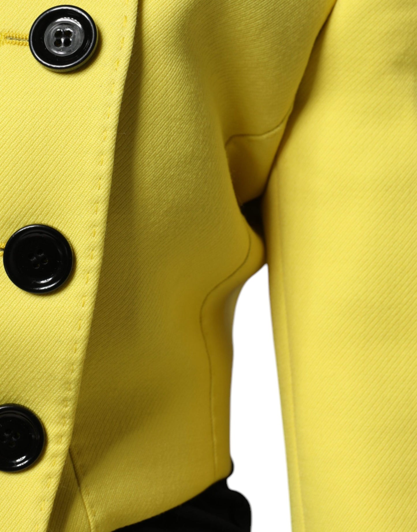 Dolce &amp; Gabbana Lemon Yellow Wool Long Sleeves Cropped Coat Jacket