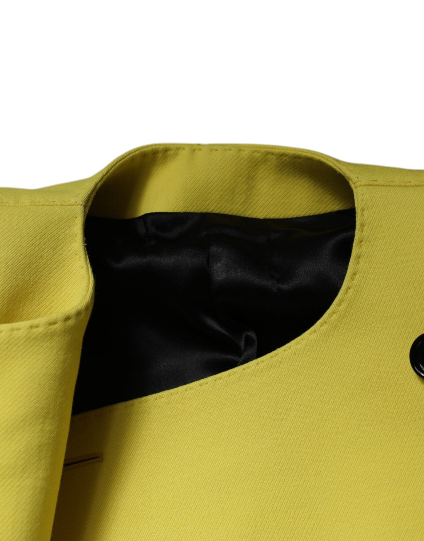 Dolce &amp; Gabbana Lemon Yellow Wool Long Sleeves Cropped Coat Jacket