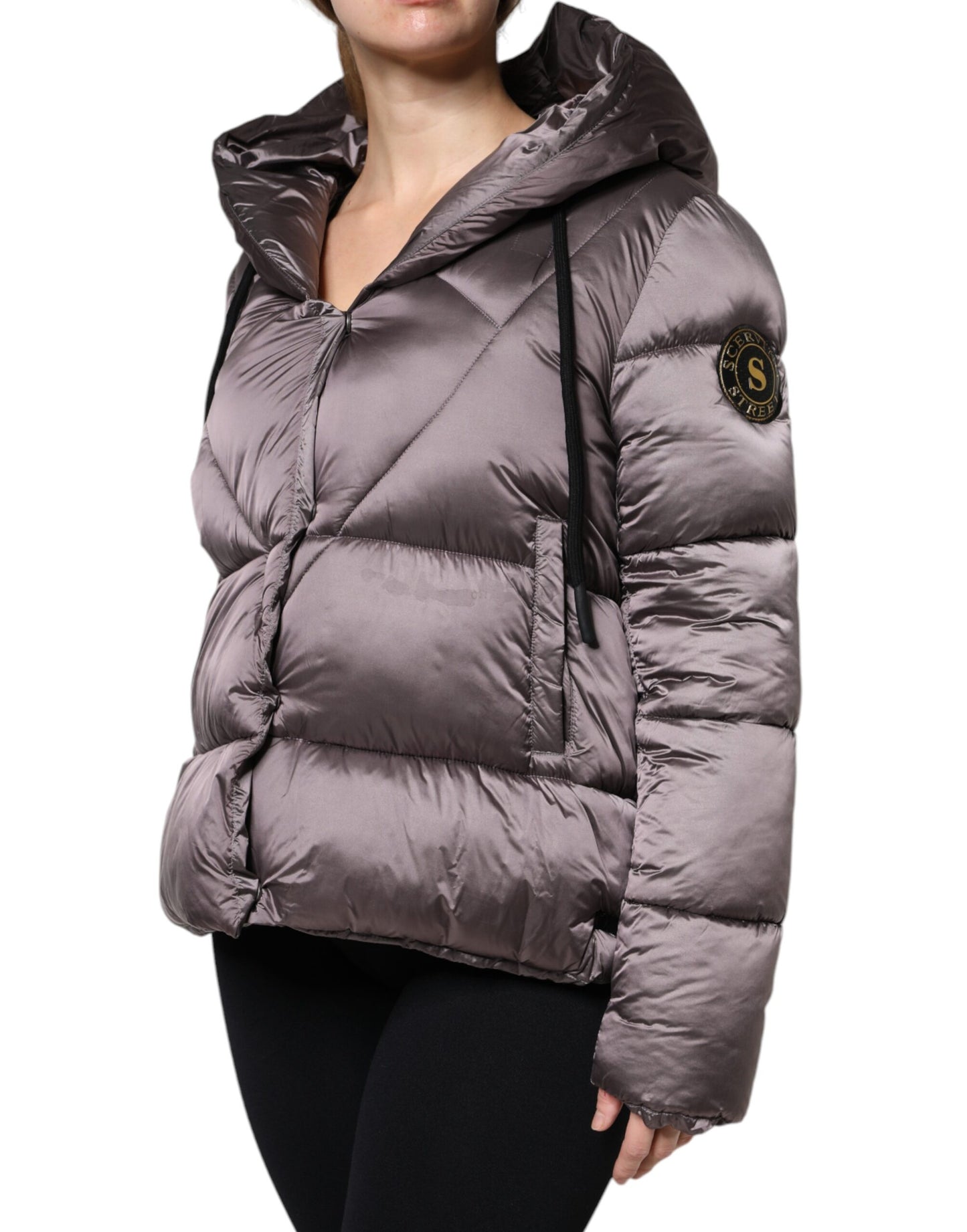 Manteau matelassé à capuche violet Scervino Street pour femme