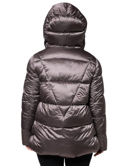 Manteau matelassé à capuche violet Scervino Street pour femme
