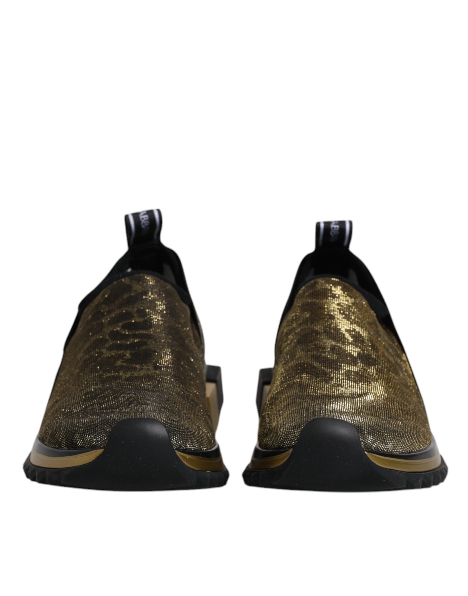 Dolce & Gabbana Gold Glitter Leopard Sorrento Sneakers Shoes by Dolce & Gabbana