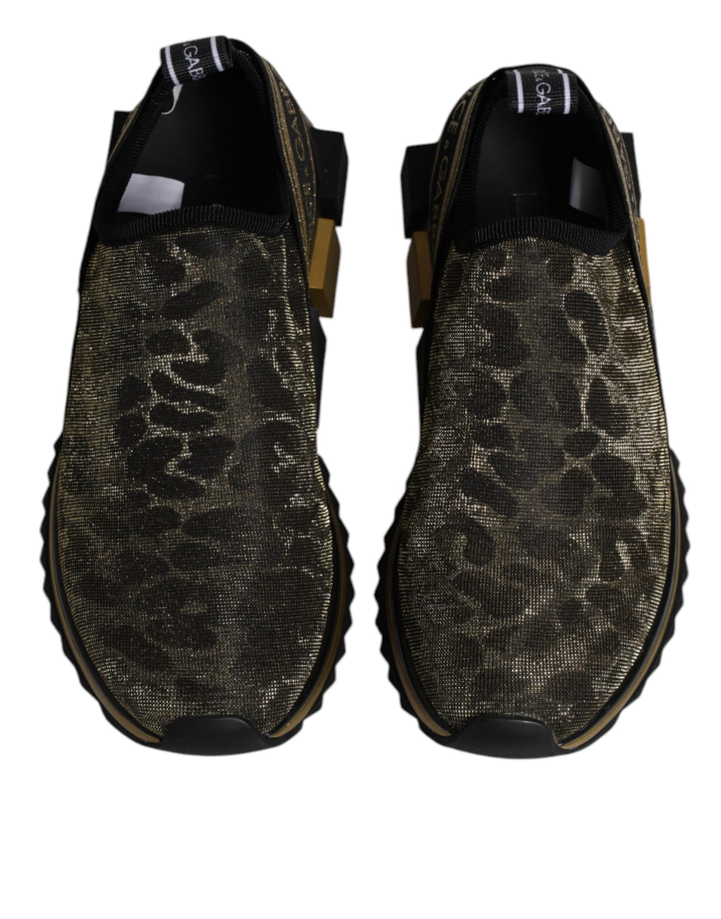 Dolce & Gabbana Gold Glitter Leopard Sorrento Sneakers Shoes by Dolce & Gabbana