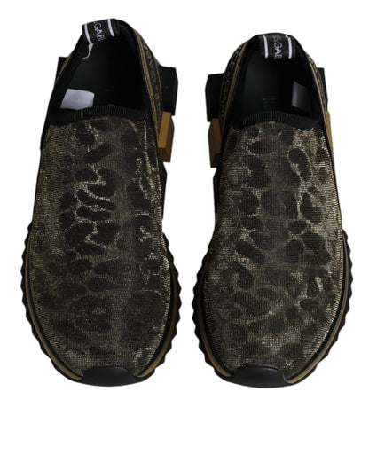Dolce & Gabbana Gold Glitter Leopard Sorrento Sneakers Shoes by Dolce & Gabbana