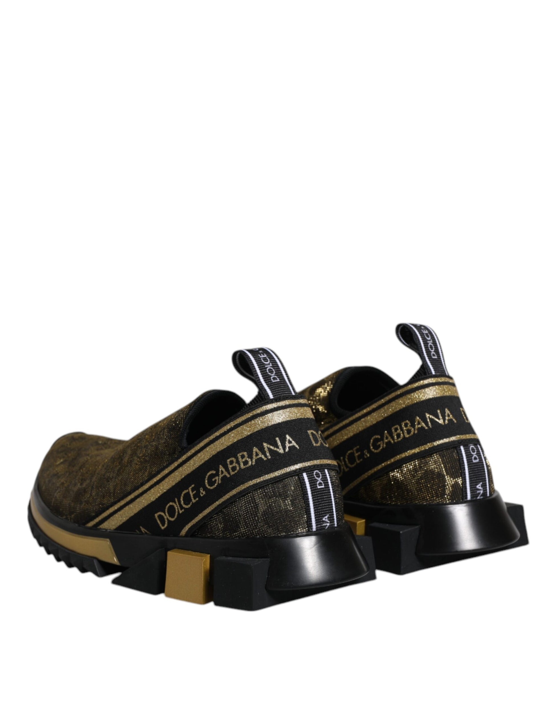 Dolce & Gabbana Gold Glitter Leopard Sorrento Sneakers Shoes by Dolce & Gabbana