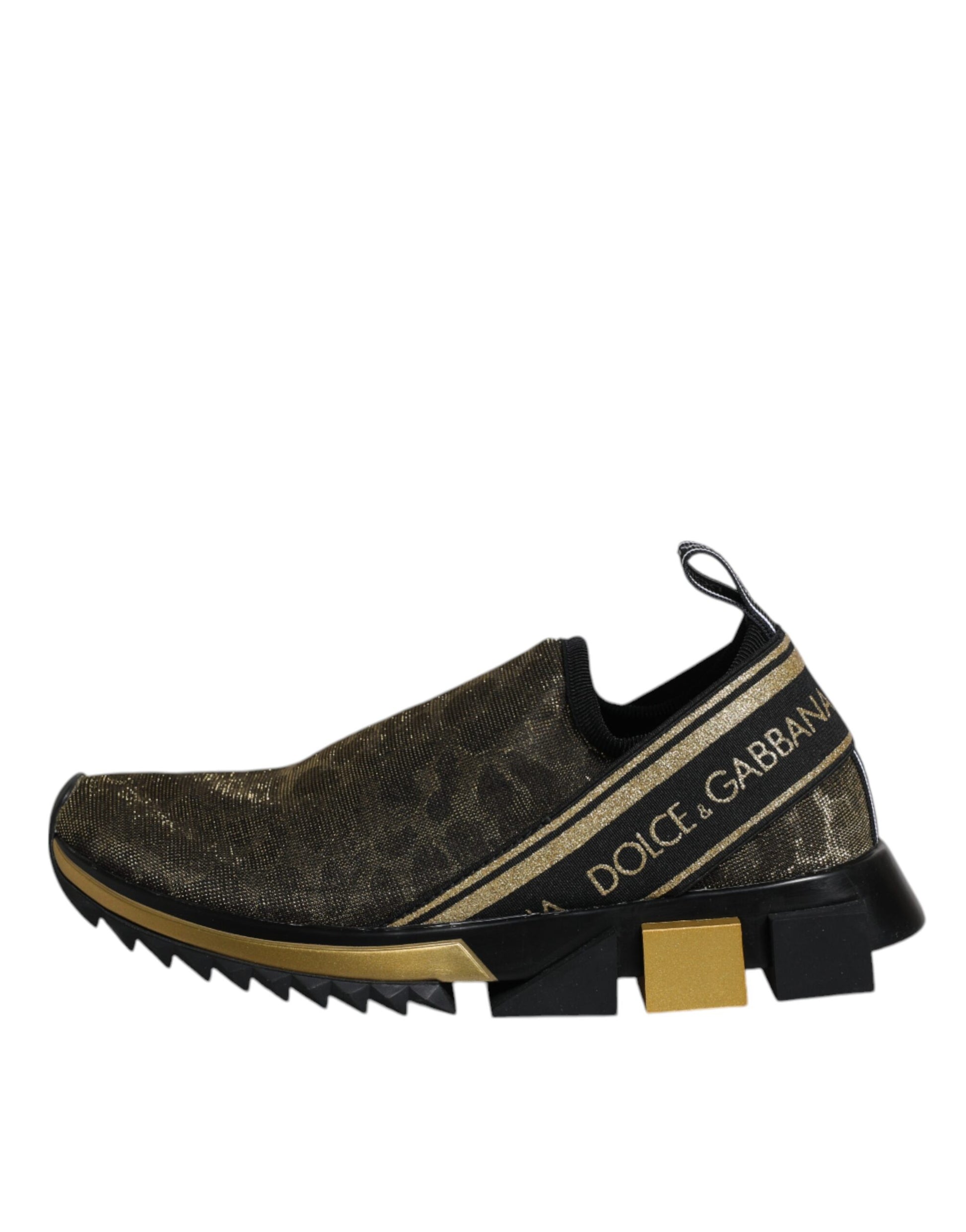 Dolce & Gabbana Gold Glitter Leopard Sorrento Sneakers Shoes by Dolce & Gabbana