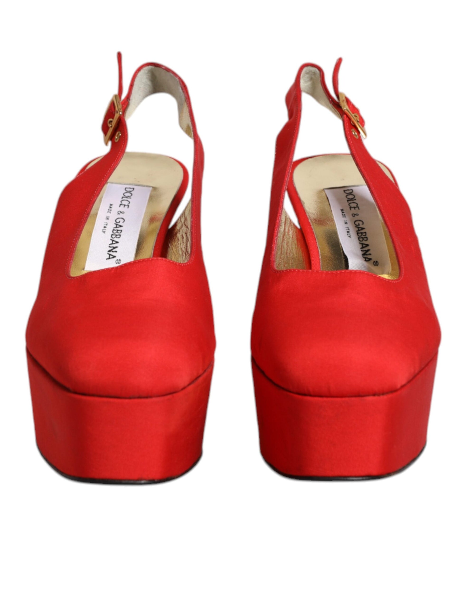 Dolce & Gabbana Red Platform Slingback Heels Sandals Shoes by Dolce & Gabbana