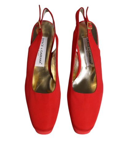 Dolce & Gabbana Red Platform Slingback Heels Sandals Shoes by Dolce & Gabbana