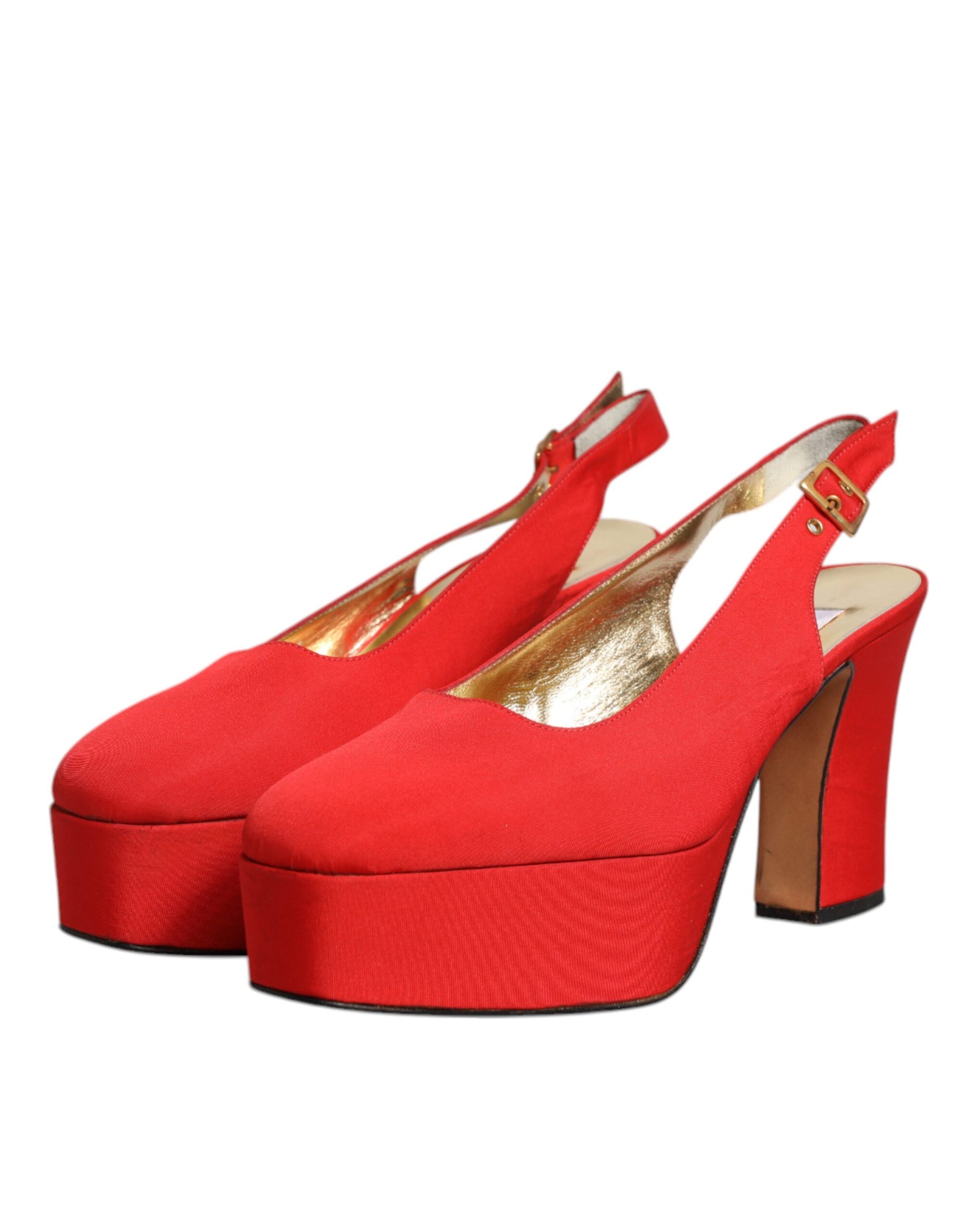Dolce & Gabbana Red Platform Slingback Heels Sandals Shoes by Dolce & Gabbana