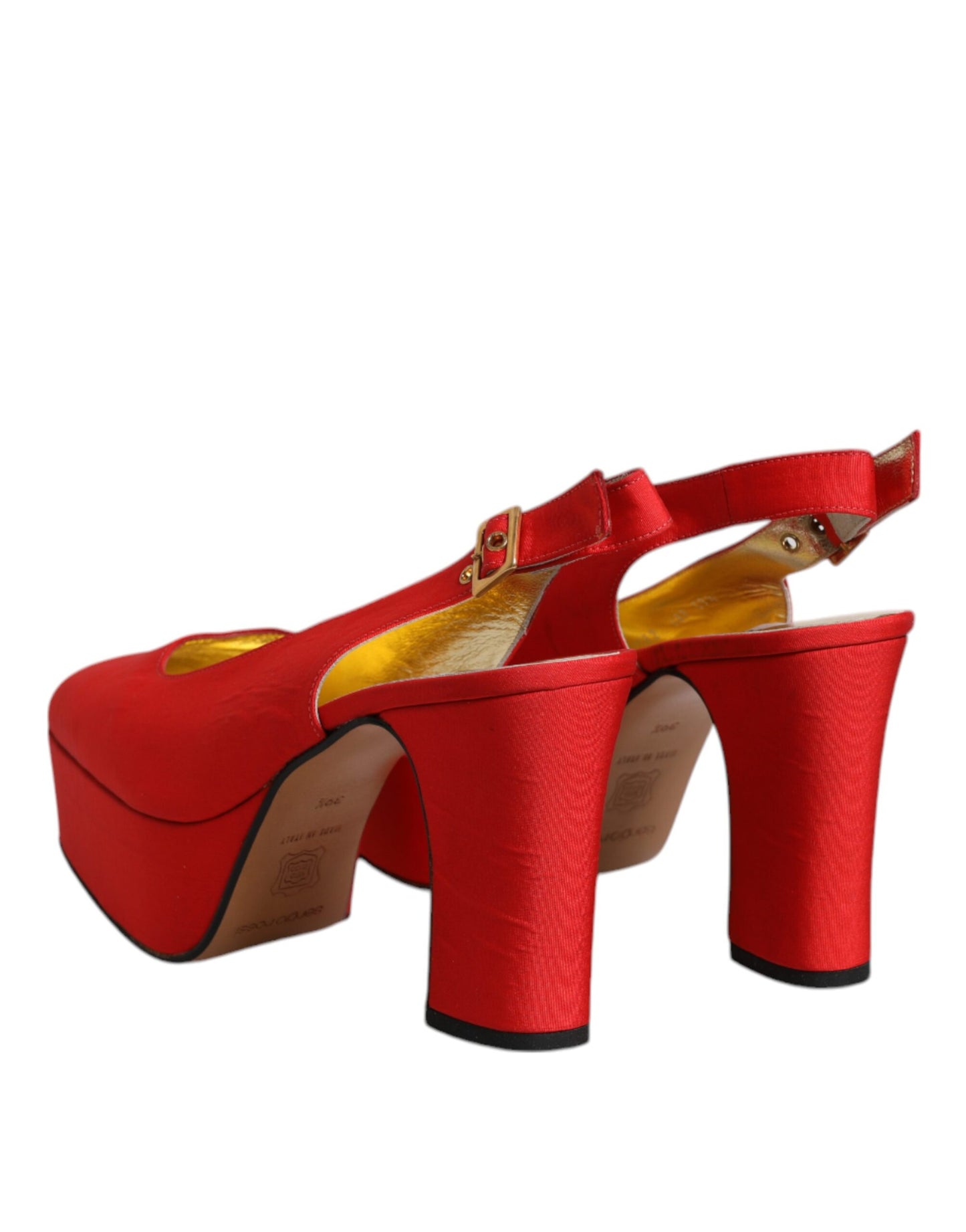 Dolce & Gabbana Red Platform Slingback Heels Sandals Shoes by Dolce & Gabbana