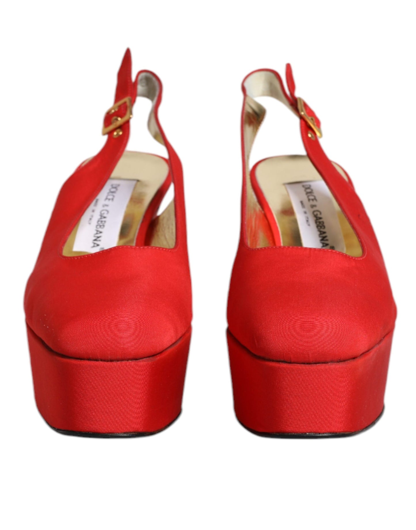 Dolce & Gabbana Red Platform Slingback Heels Sandals Shoes by Dolce & Gabbana