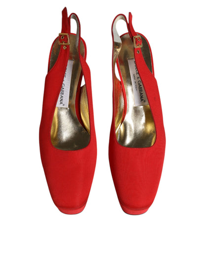 Dolce & Gabbana Red Platform Slingback Heels Sandals Shoes by Dolce & Gabbana