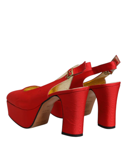 Dolce & Gabbana Red Platform Slingback Heels Sandals Shoes by Dolce & Gabbana