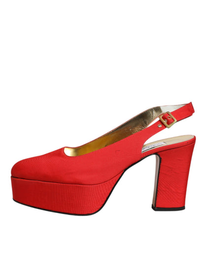Dolce & Gabbana Red Platform Slingback Heels Sandals Shoes by Dolce & Gabbana
