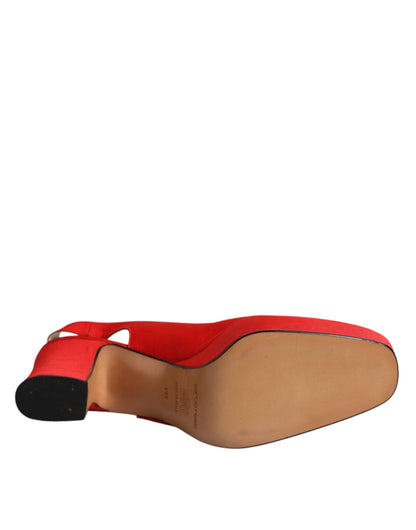 Dolce & Gabbana Red Platform Slingback Heels Sandals Shoes by Dolce & Gabbana