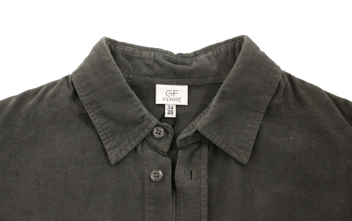GF Ferre Green Button Front Cotton Casual Shirt by GF Ferre