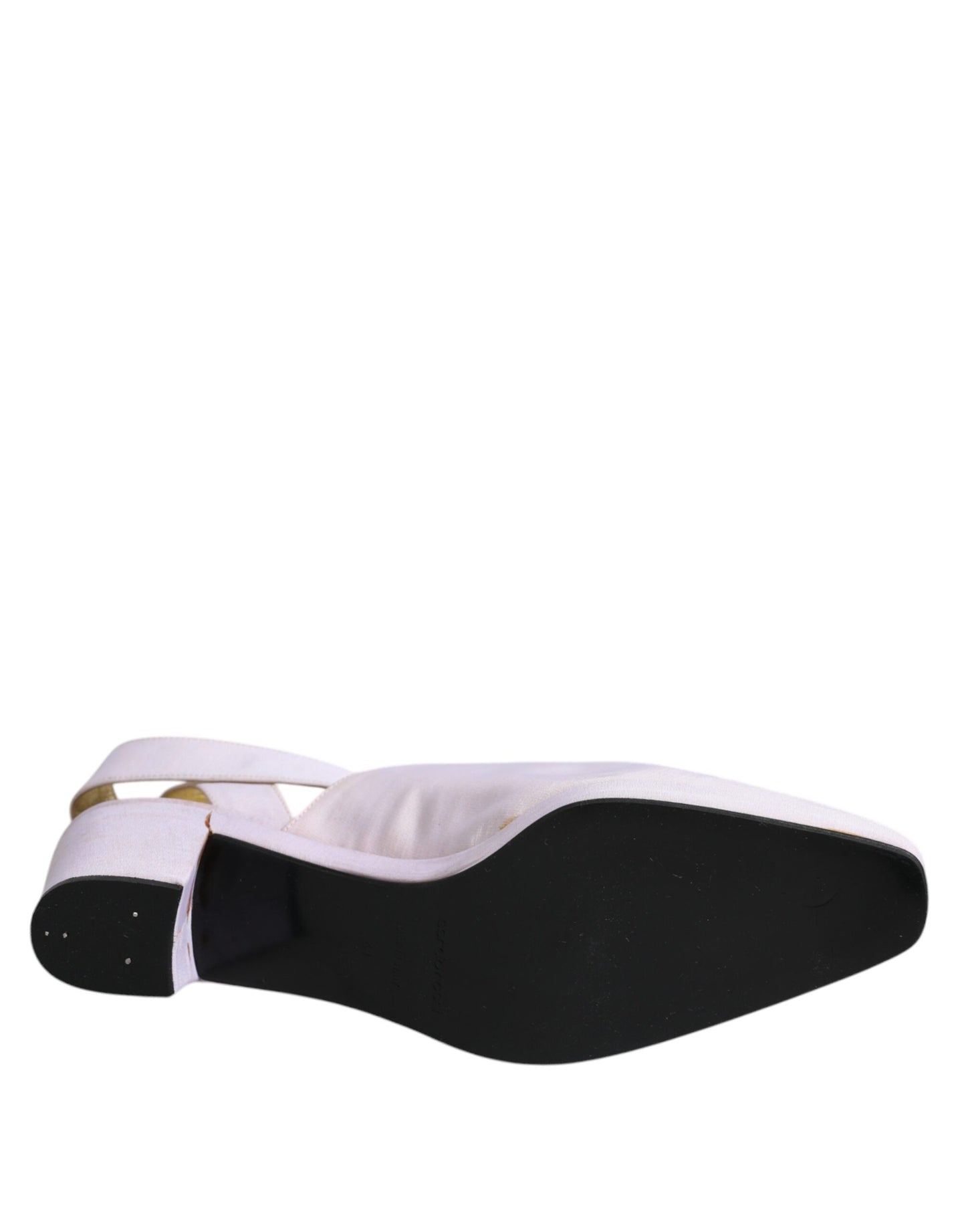 Dolce & Gabbana Off White Block Heel Slingback Sandals Shoes by Dolce & Gabbana