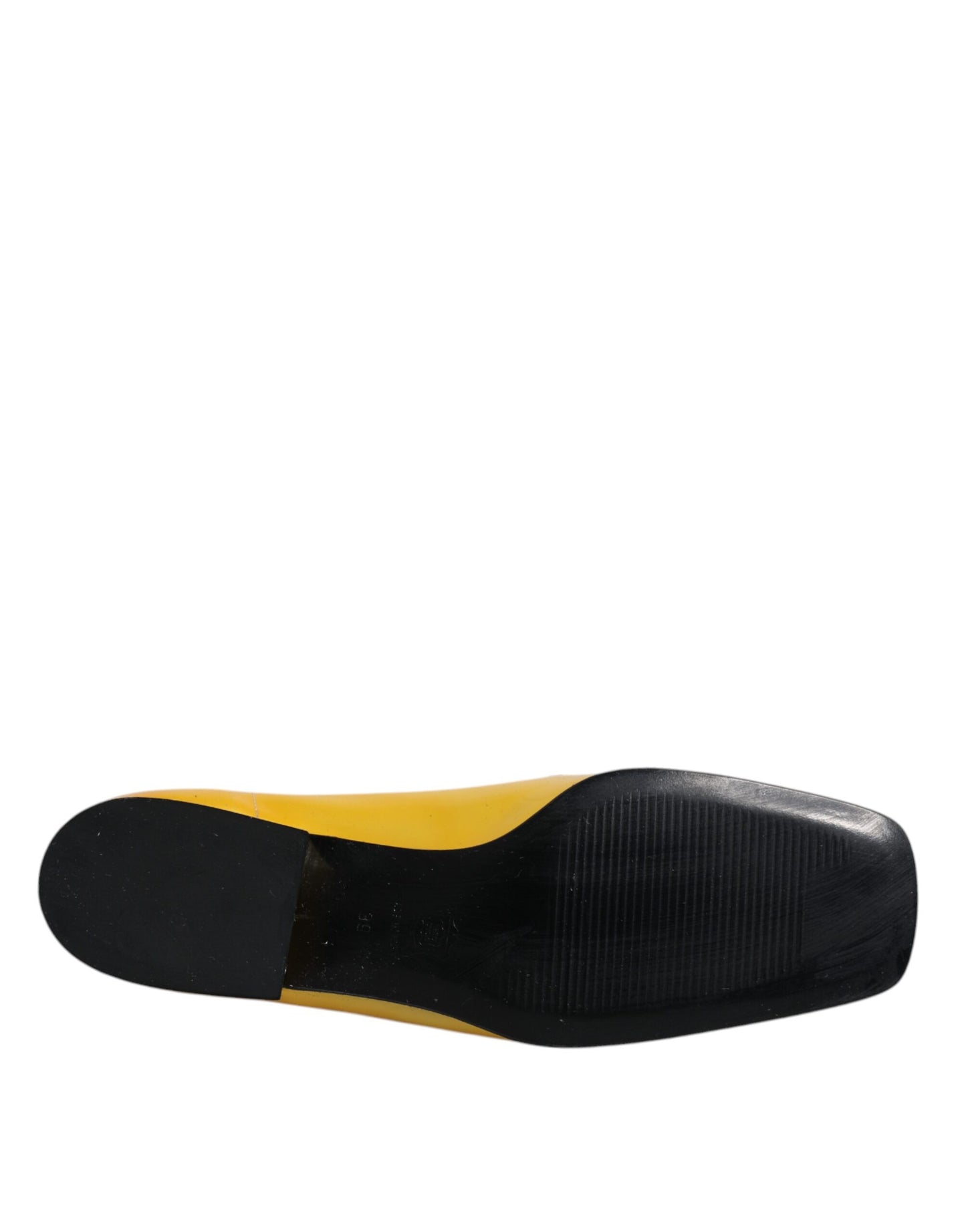 Dolce & Gabbana Yellow Leather Logo Plaque Slip On Mocassin Shoes by Dolce & Gabbana