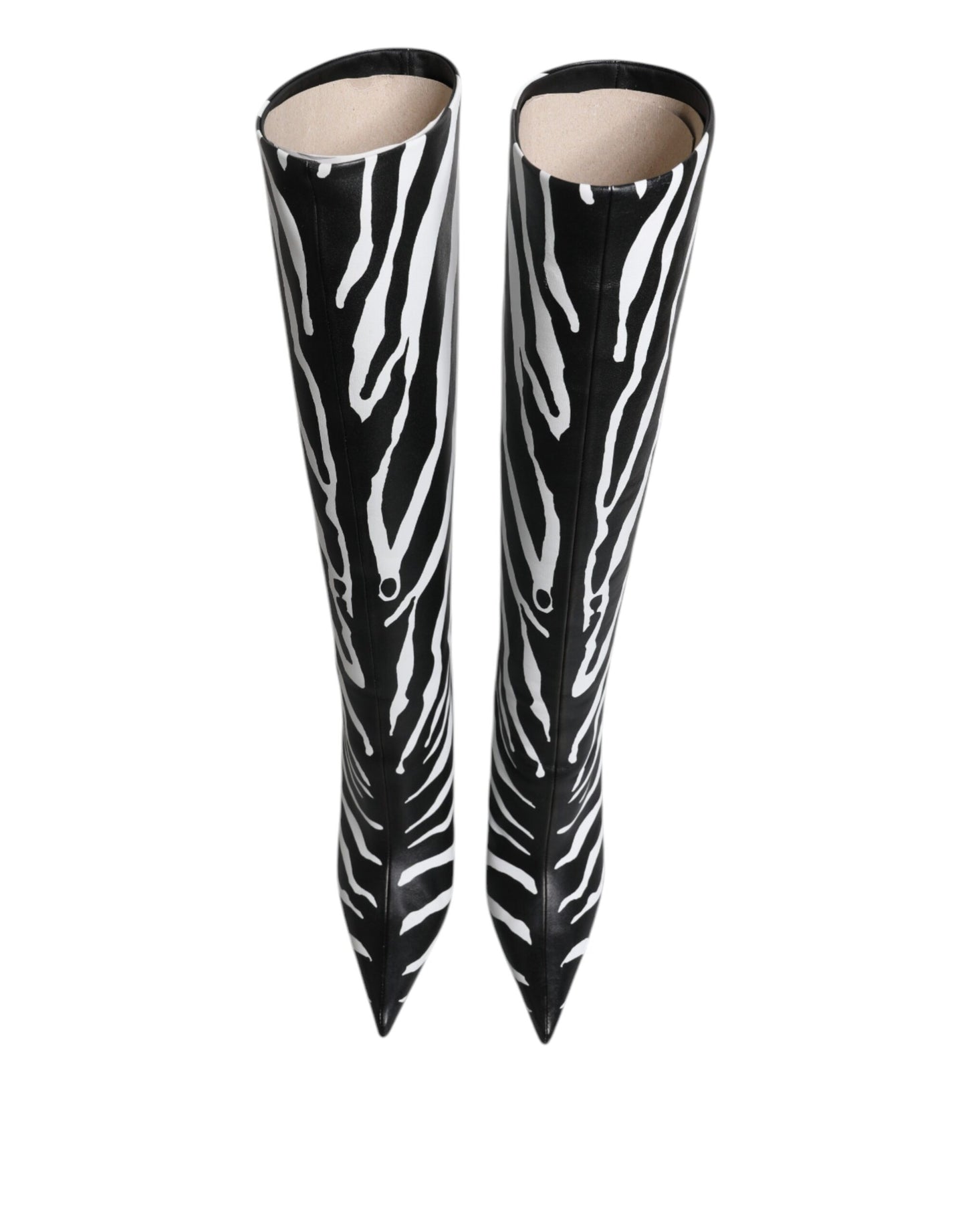 Dolce & Gabbana Black White Zebra Heels High Boots Shoes by Dolce & Gabbana