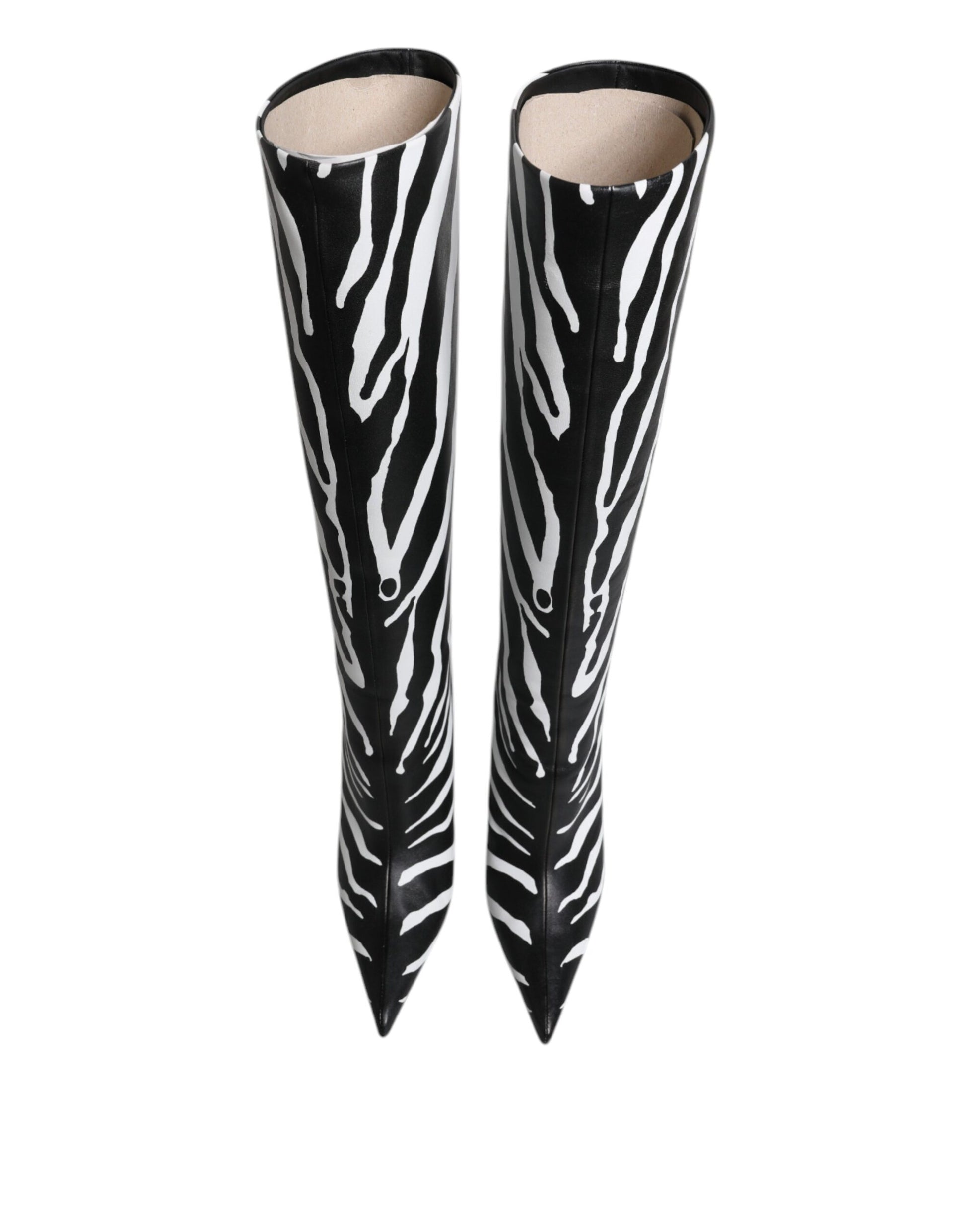 Dolce & Gabbana Black White Zebra Heels High Boots Shoes by Dolce & Gabbana