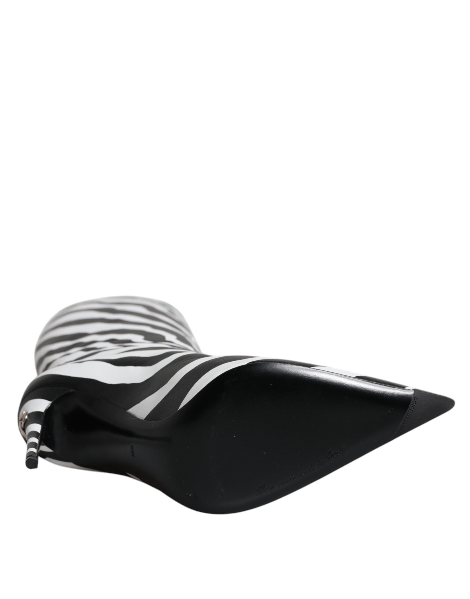 Dolce & Gabbana Black White Zebra Heels High Boots Shoes by Dolce & Gabbana