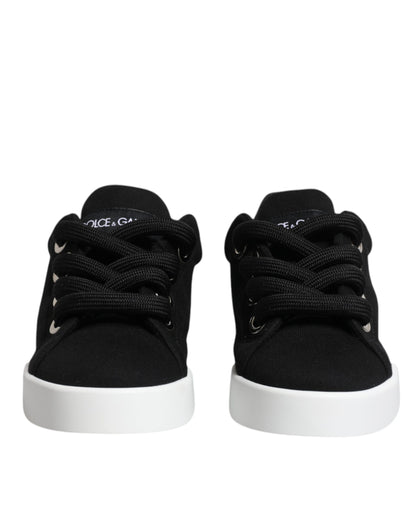 Dolce & Gabbana Black Portofino Low Top Sneakers Shoes by Dolce & Gabbana
