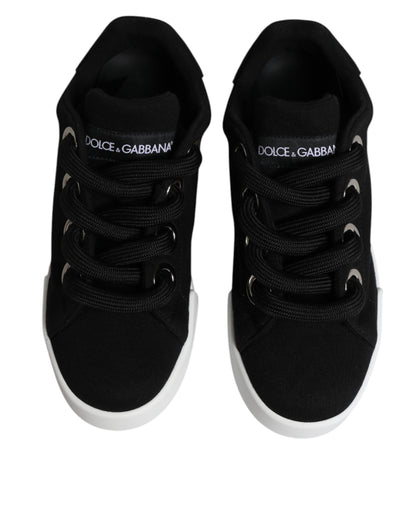 Dolce & Gabbana Black Portofino Low Top Sneakers Shoes by Dolce & Gabbana