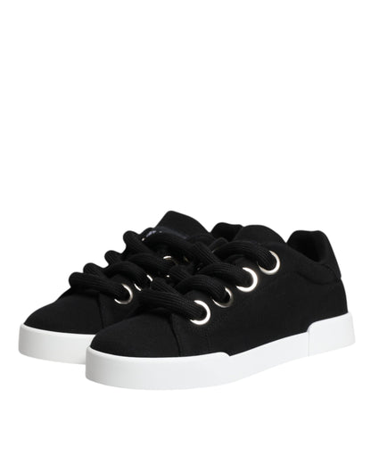 Dolce & Gabbana Black Portofino Low Top Sneakers Shoes by Dolce & Gabbana