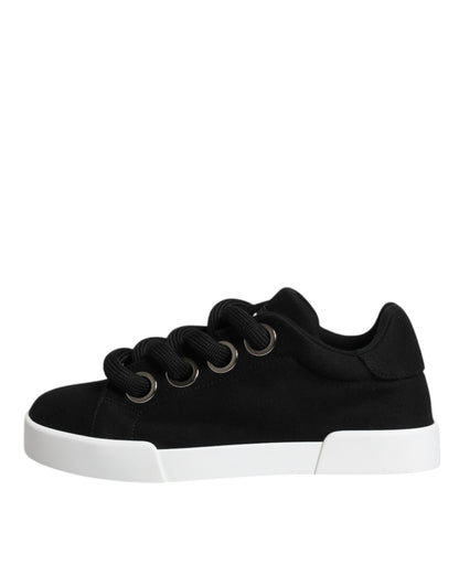 Dolce & Gabbana Black Portofino Low Top Sneakers Shoes by Dolce & Gabbana