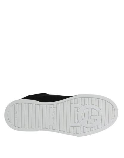 Dolce & Gabbana Black Portofino Low Top Sneakers Shoes by Dolce & Gabbana