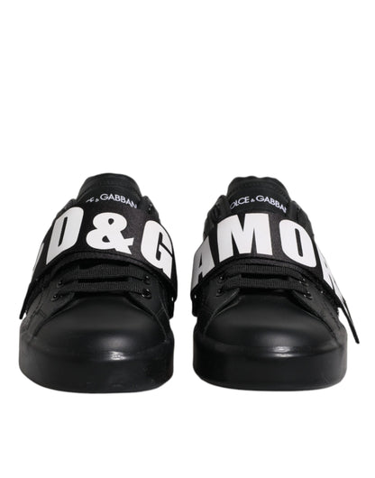 Dolce & Gabbana Black D&G AMORE Low Top Sneakers Shoes by Dolce & Gabbana