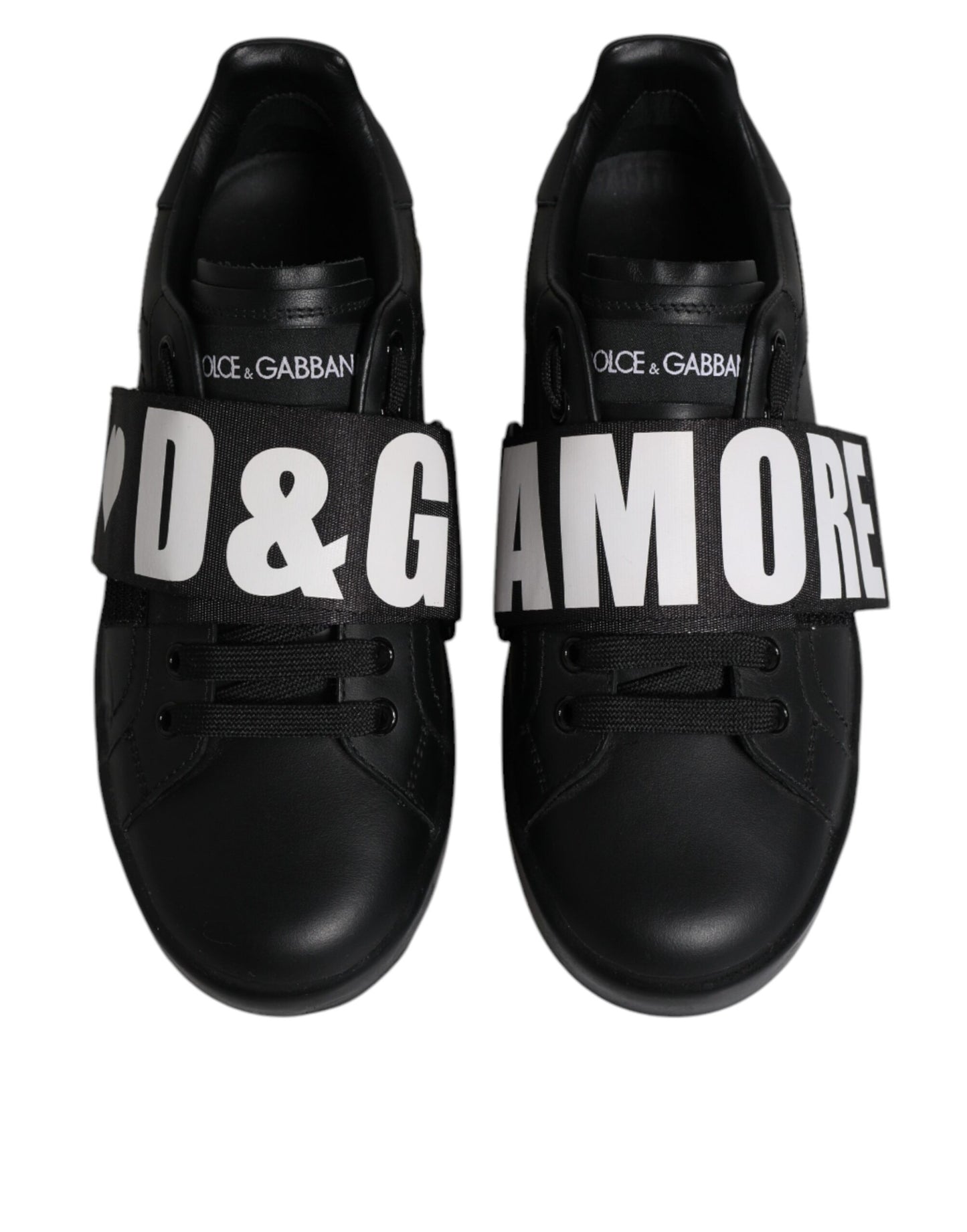 Dolce & Gabbana Black D&G AMORE Low Top Sneakers Shoes by Dolce & Gabbana