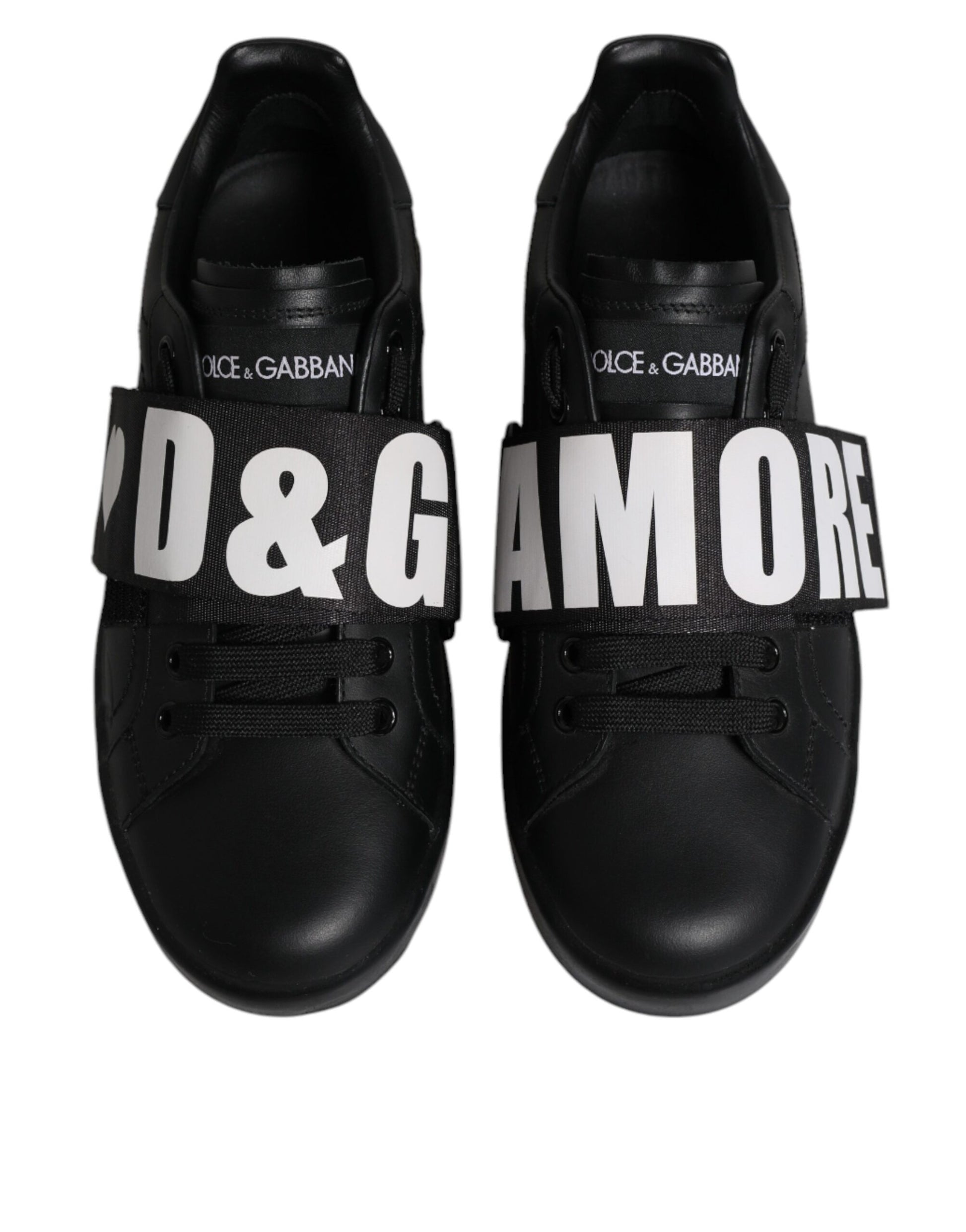 Dolce & Gabbana Black D&G AMORE Low Top Sneakers Shoes by Dolce & Gabbana