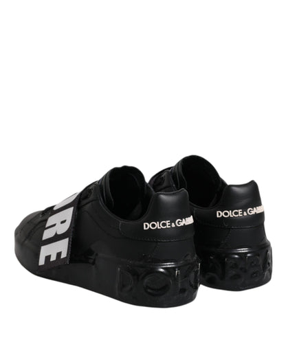 Dolce & Gabbana Black D&G AMORE Low Top Sneakers Shoes by Dolce & Gabbana