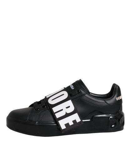 Dolce & Gabbana Black D&G AMORE Low Top Sneakers Shoes by Dolce & Gabbana