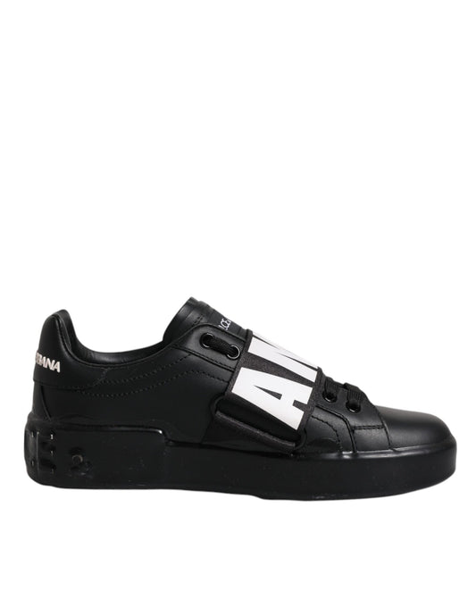 Dolce & Gabbana Black D&G AMORE Low Top Sneakers Shoes by Dolce & Gabbana