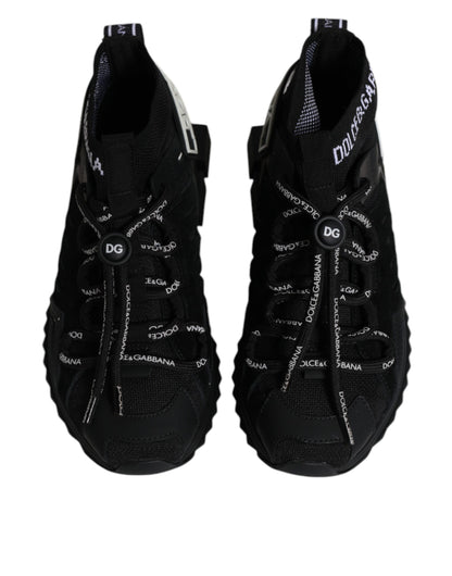 Dolce & Gabbana Black Sorrento Socks Logo Sneakers Shoes by Dolce & Gabbana