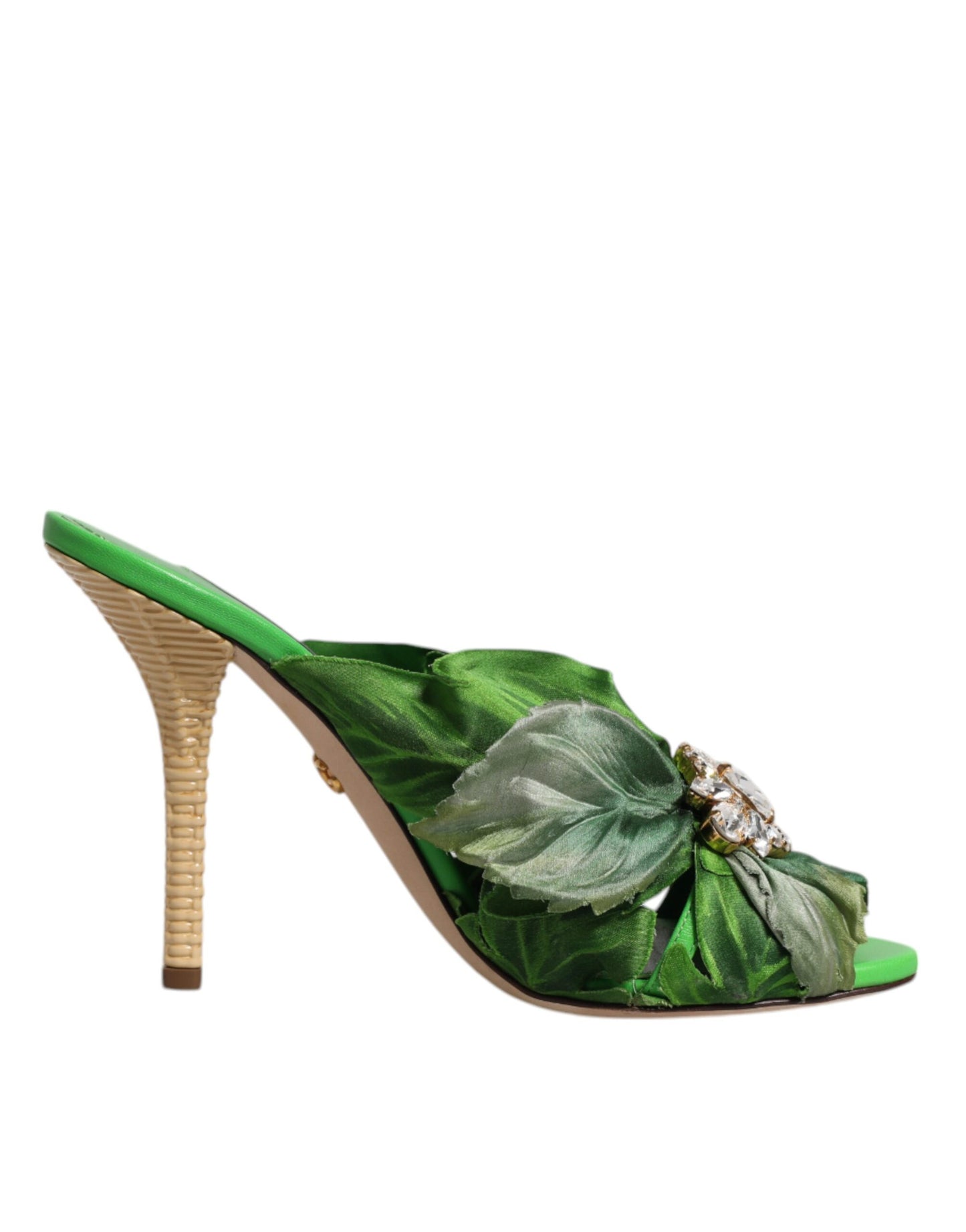 Dolce & Gabbana Green Crystal Slides KEIRA Sandal Shoes by Dolce & Gabbana