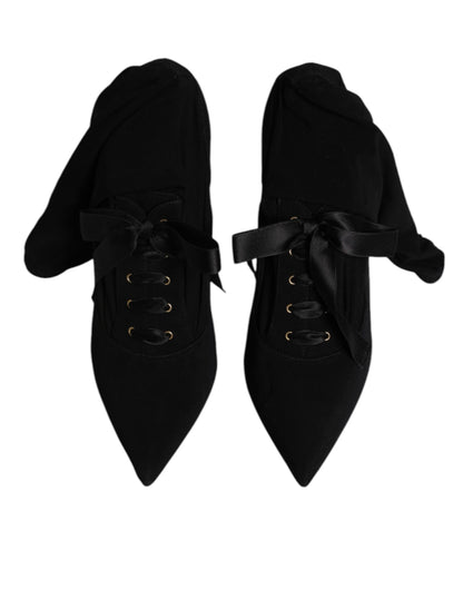 Dolce & Gabbana Black Stiletto Heels Mid Calf Boots Shoes by Dolce & Gabbana