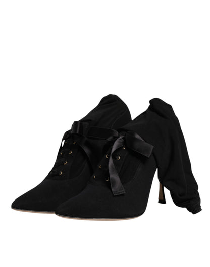 Dolce & Gabbana Black Stiletto Heels Mid Calf Boots Shoes by Dolce & Gabbana